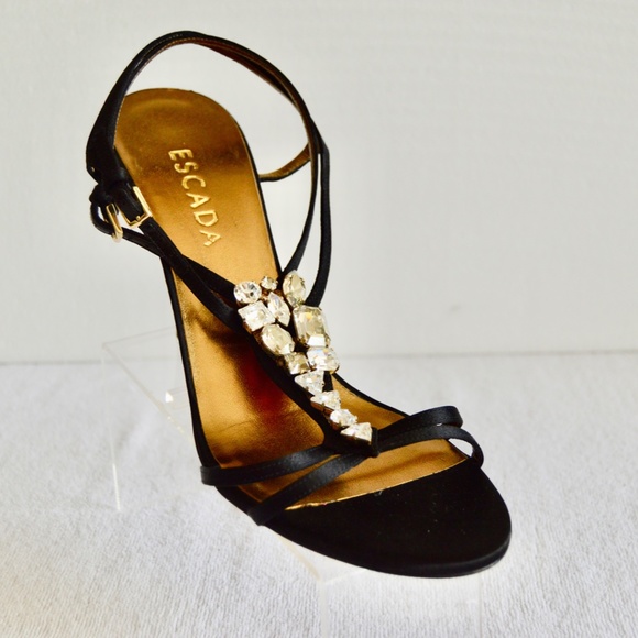 🏷️ NWT  Escada Swarovski Crystal Embellished Heels - Picture 5 of 14